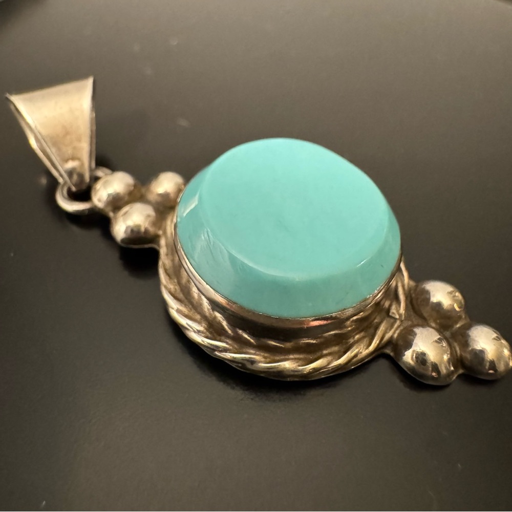 Vintage Sterling Silver and Turquoise Pendant